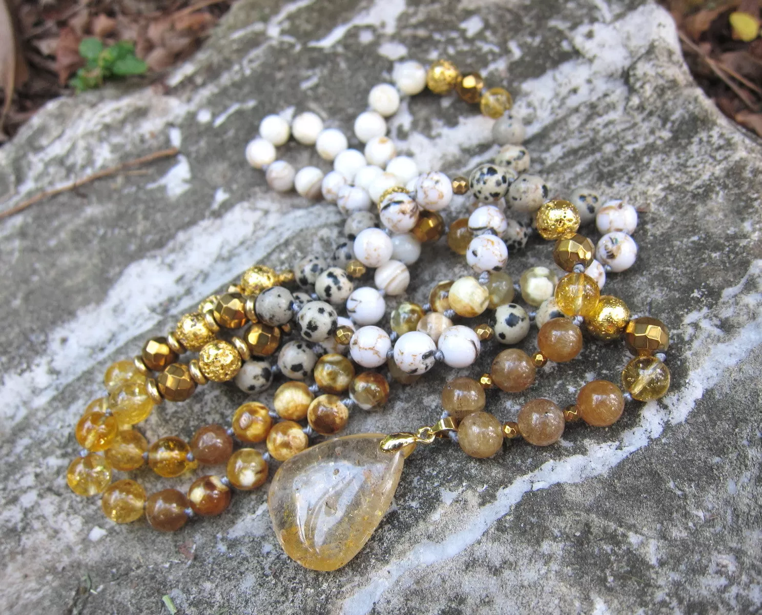 108 Inner Glow Citrine Quartz Mala Beaded Necklace - Limited Edition