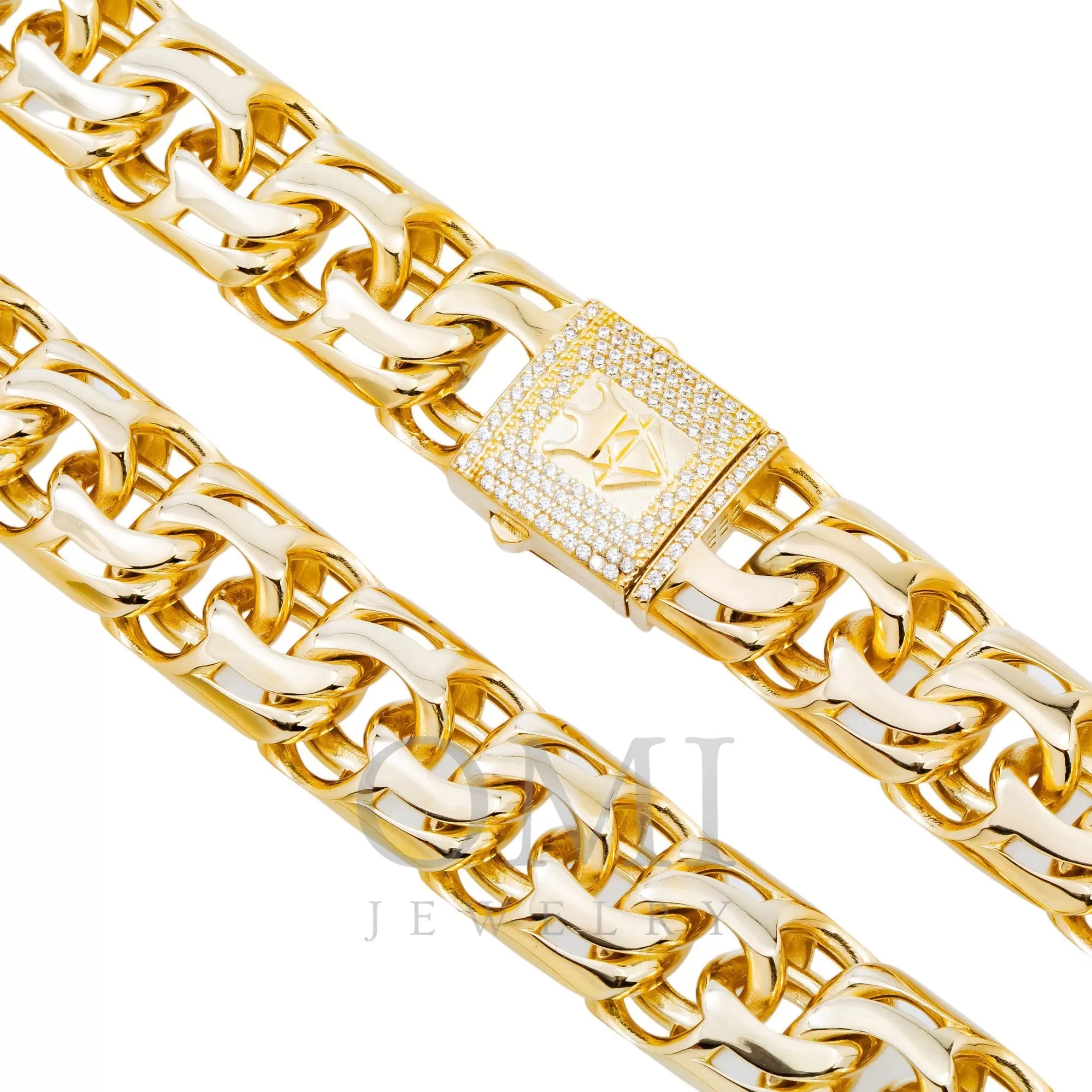 10K GOLD 15.43MM HOLLOW BYZANTINE CHAIN WITH DIAMOND CLASP