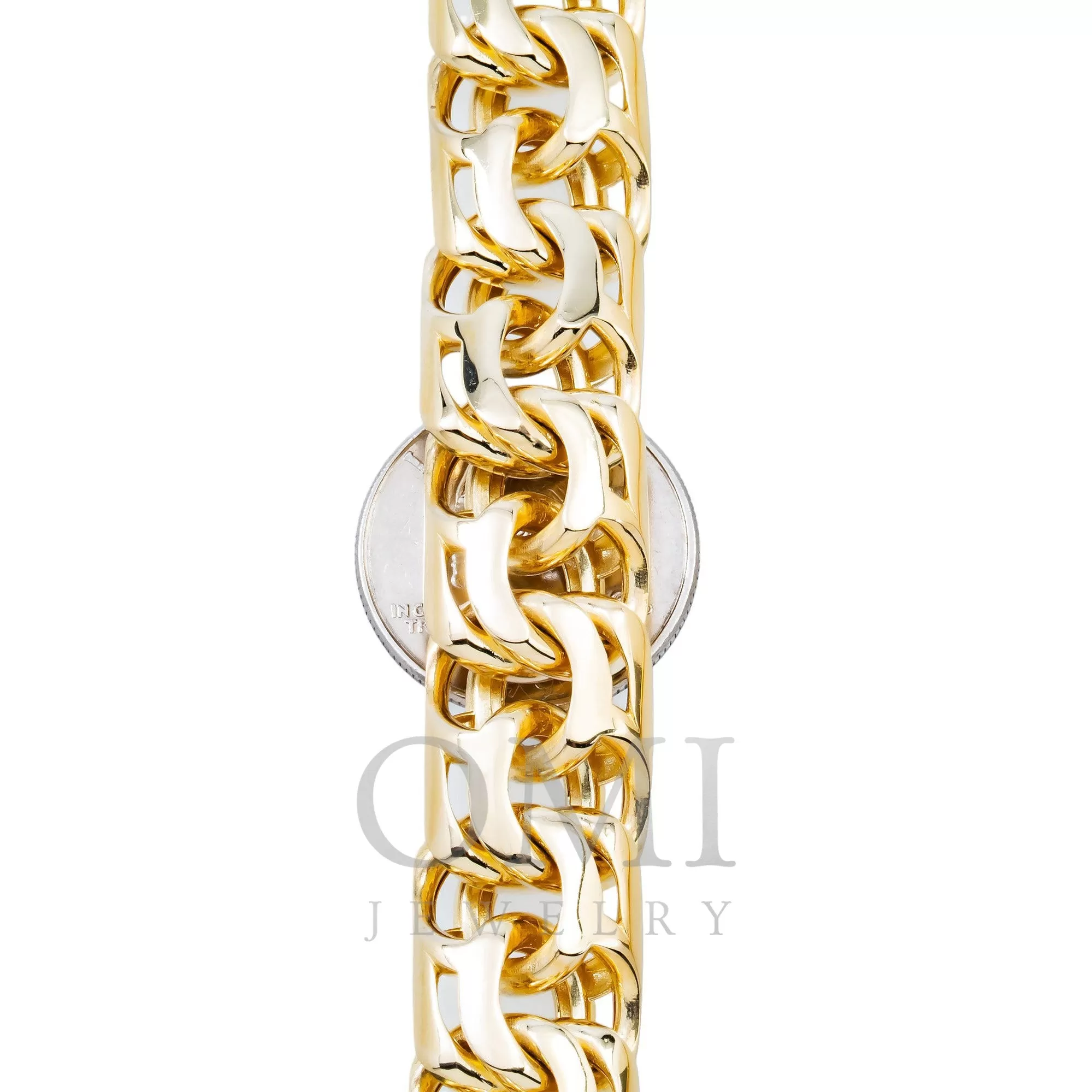 10K GOLD 15.43MM HOLLOW BYZANTINE CHAIN WITH DIAMOND CLASP