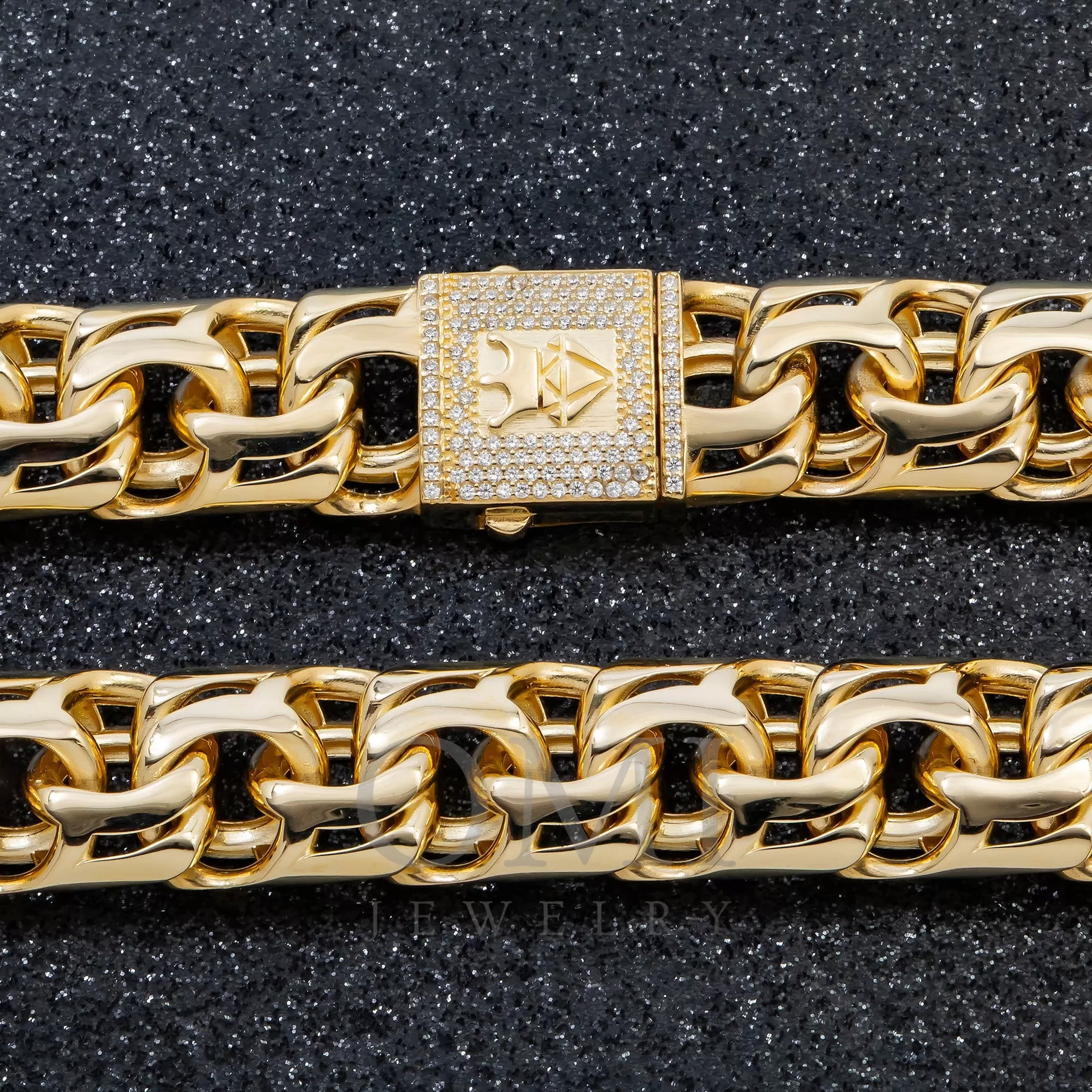 10K GOLD 15.43MM HOLLOW BYZANTINE CHAIN WITH DIAMOND CLASP