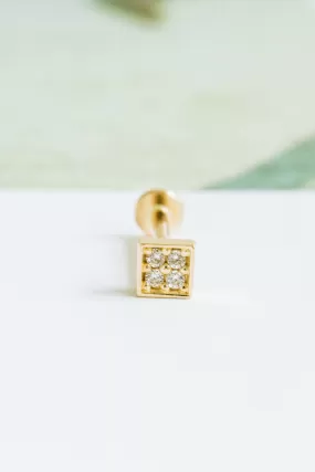 14k Gold Cartilage Cubic Square Internally Internal Threaded Labret