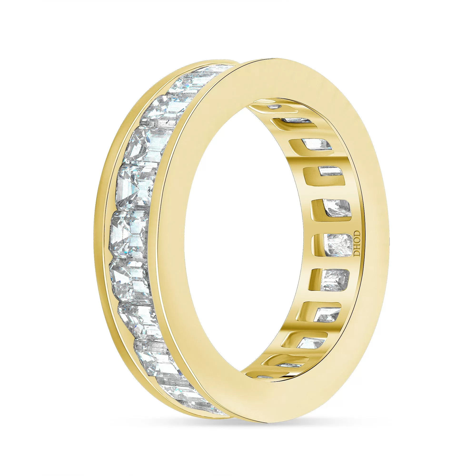 14K Gold Channel Setting Diamond Emerald Eternity Band