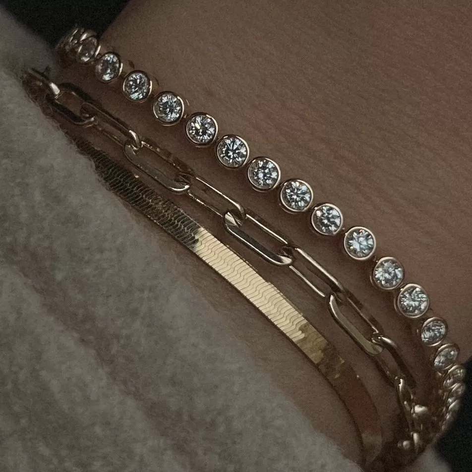 14k Lab Grown Diamond Bezel Tennis Bracelet