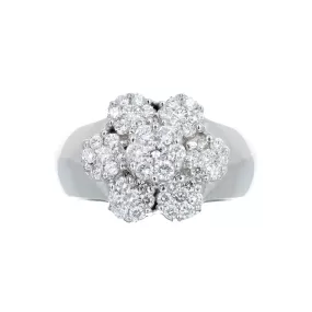 14K White Gold 1 Carat Total Weight Diamond Flower Cluster Ring