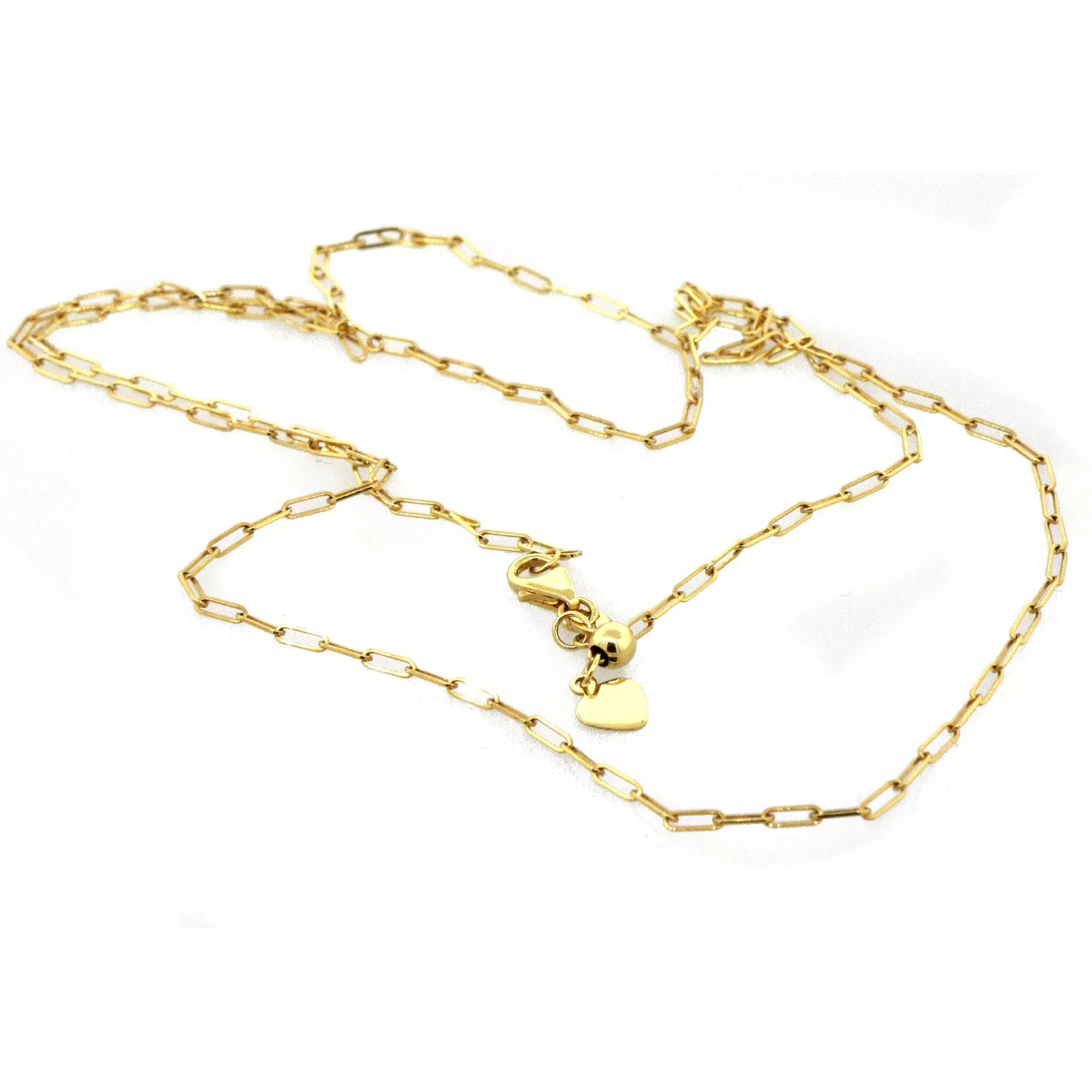 14k Yellow Gold Paperclip Adjustable Chain Necklace