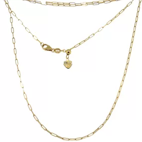 14k Yellow Gold Paperclip Adjustable Chain Necklace