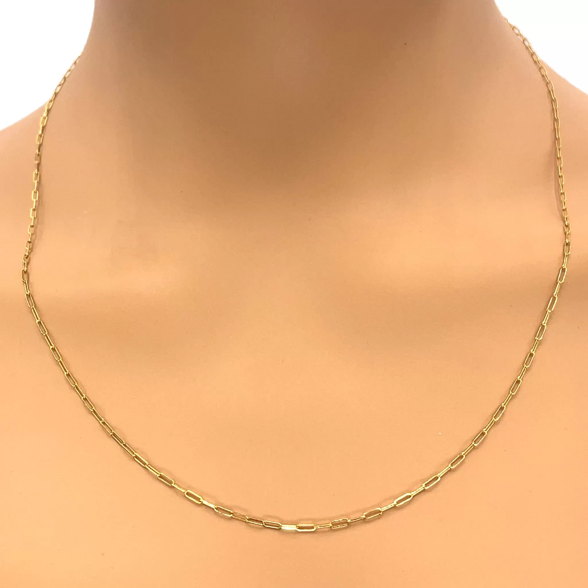 14k Yellow Gold Paperclip Adjustable Chain Necklace