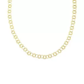 14k Yellow Gold Polished and Dual Textured Round Link Necklace, size 38''