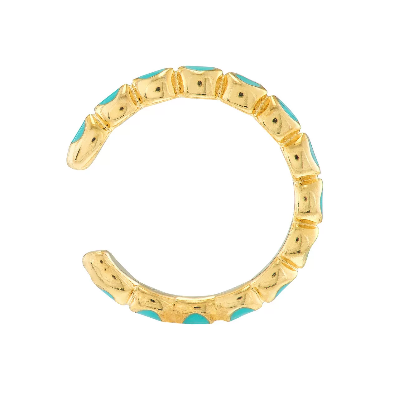 14K Yellow Gold Turquoise Enamel Ear Cuff