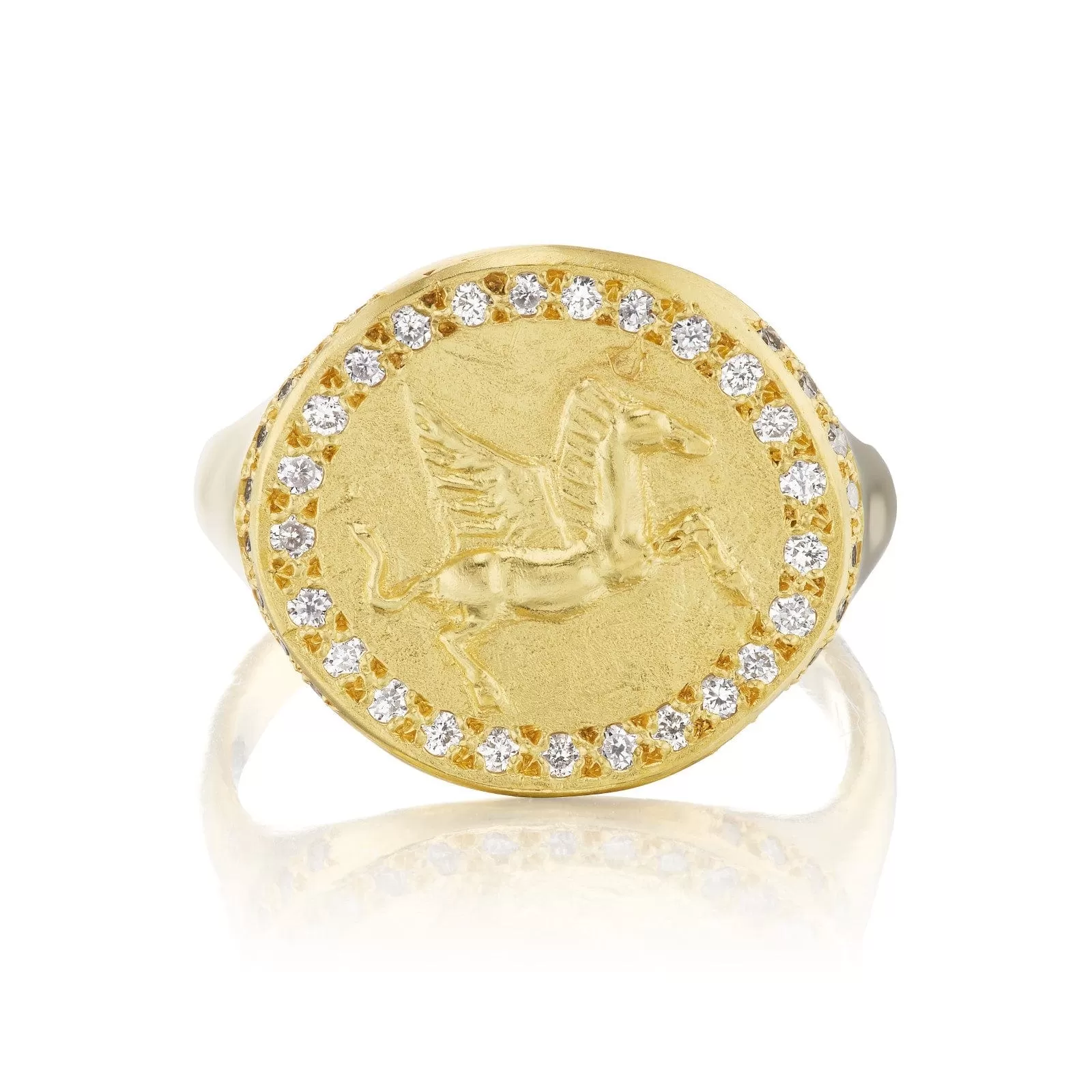 18K Yellow Gold Diamond Pegasus Ring