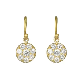 20K Gold and Pave Diamond Small Lentil Earrings