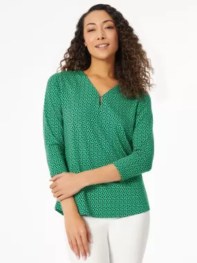 3/4 Sleeve Keyhole Neckline Top