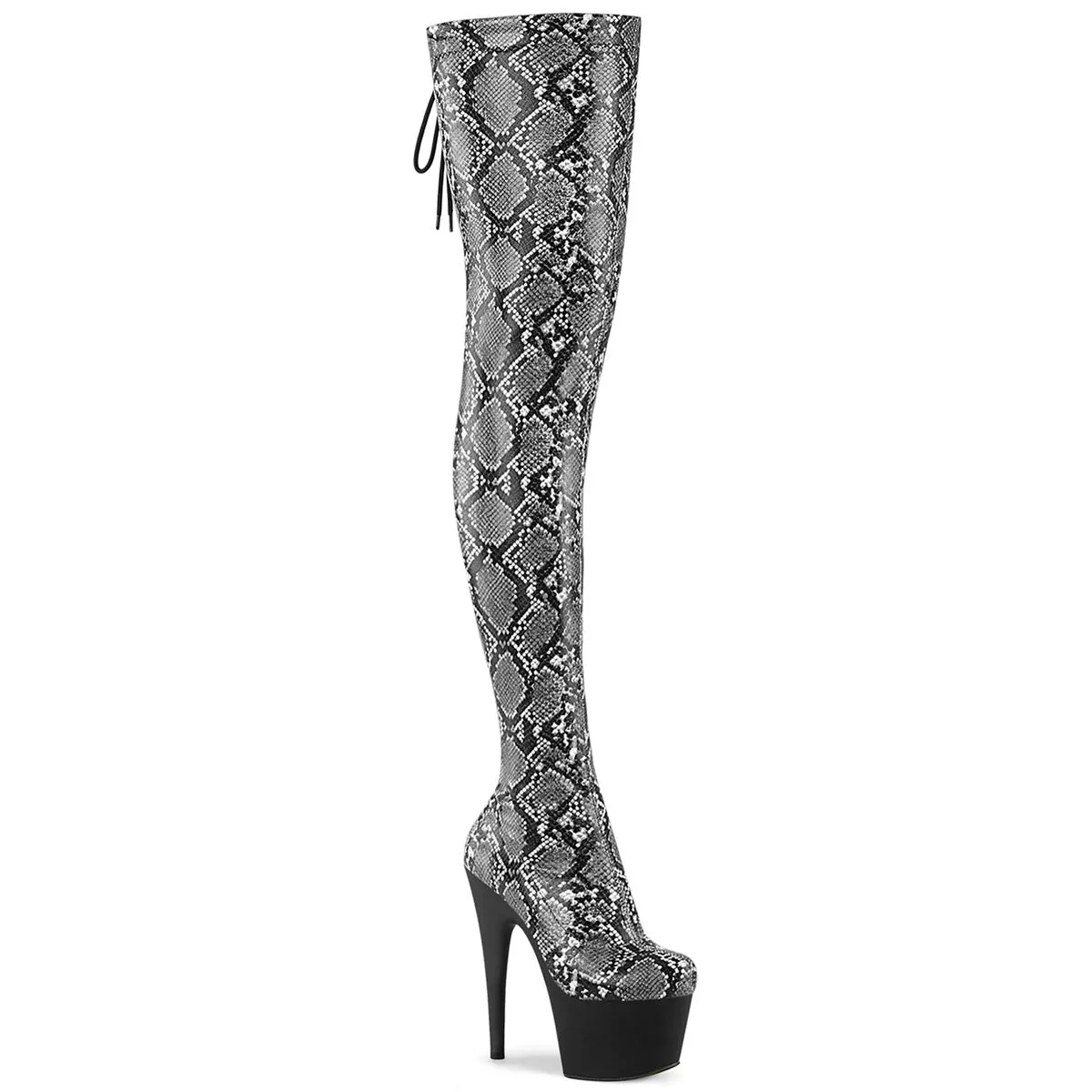 7 Inch Heel ADORE-3008SP-BT Grey Black Snake Print