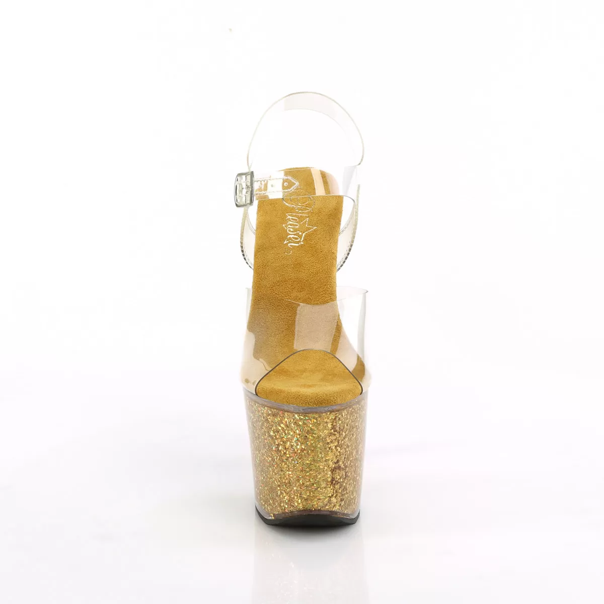 7 Inch Heel LOVESICK-708SG Clear Gold Glitter