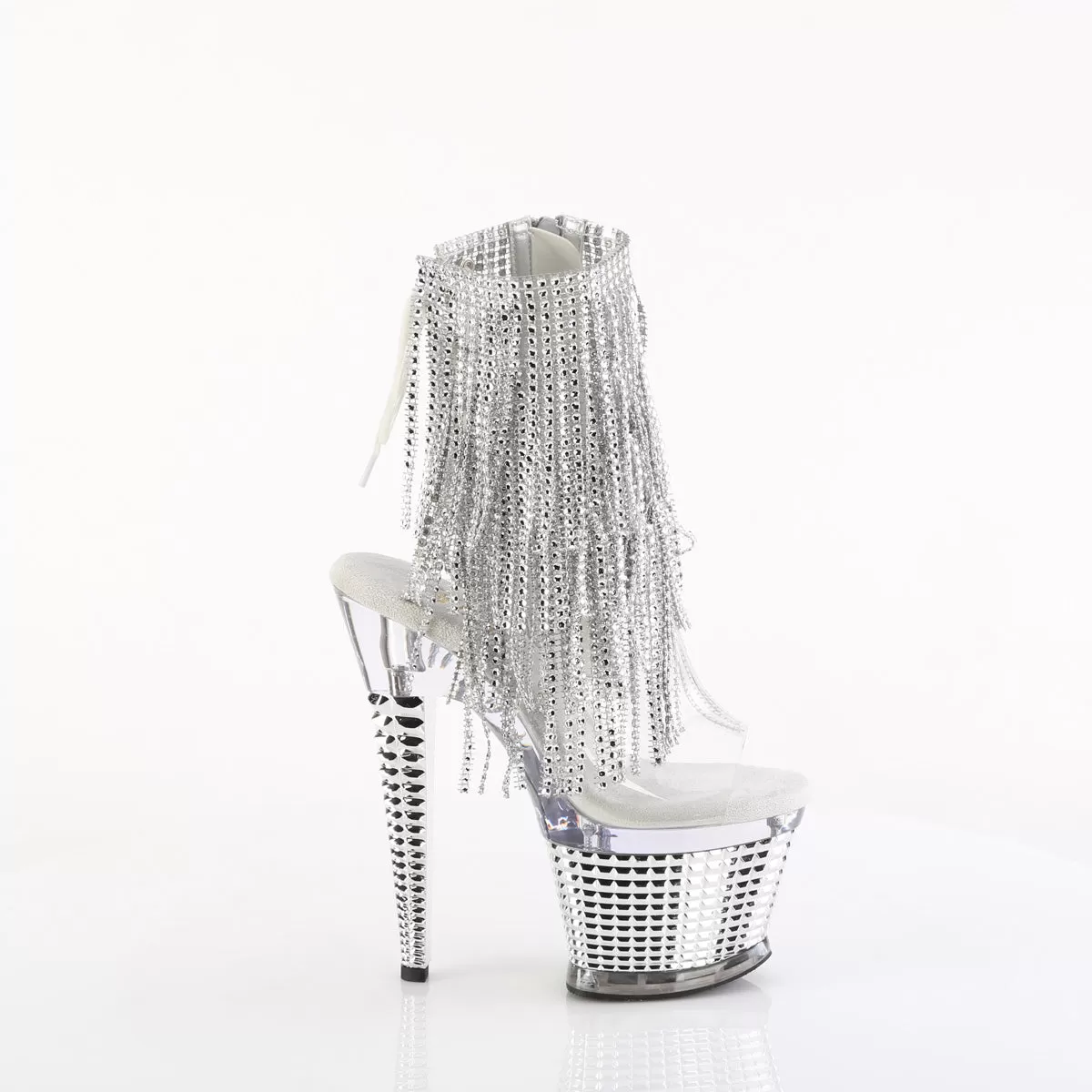 7 Inch Heel SPECTATOR-1017RSF Clear Silver Chrome