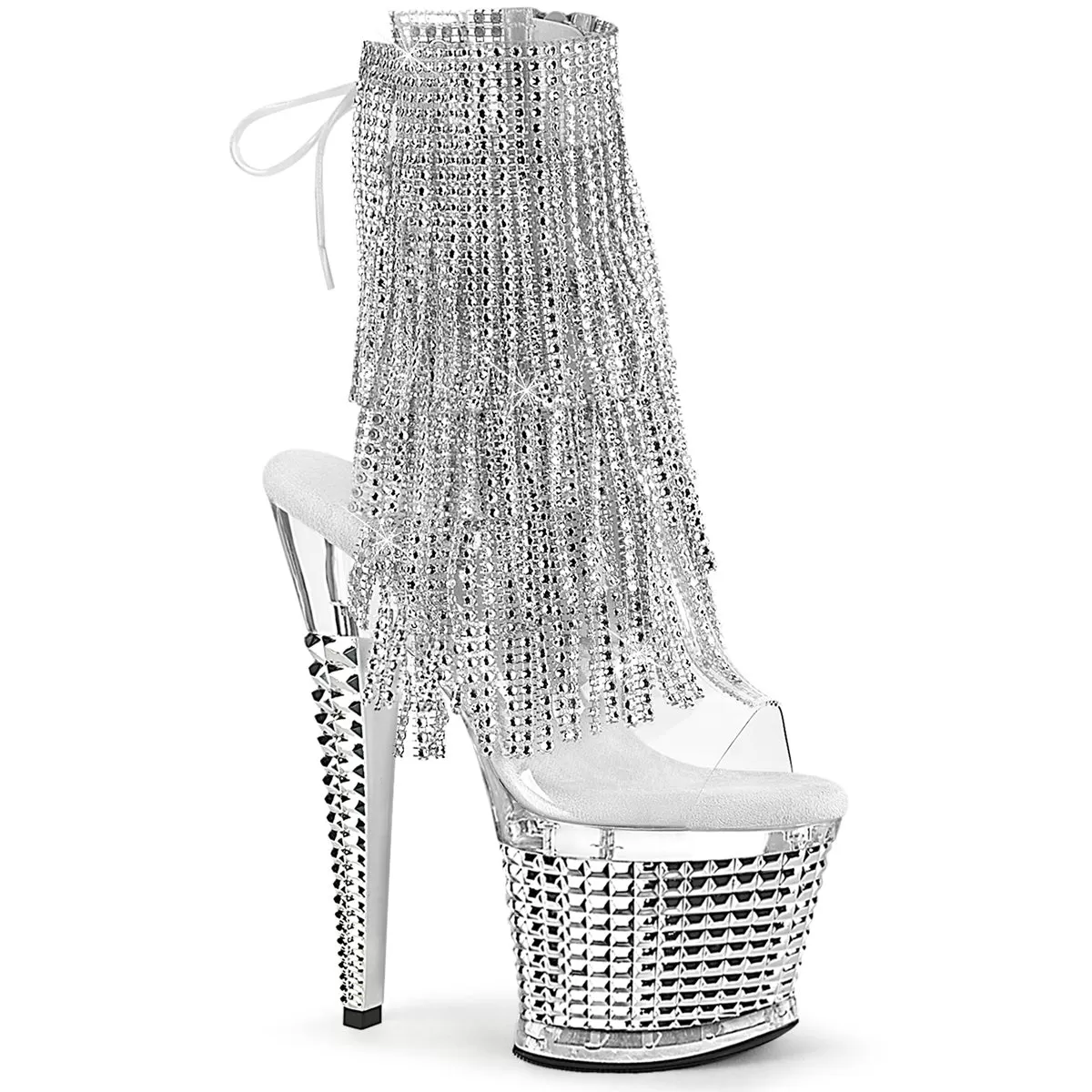 7 Inch Heel SPECTATOR-1017RSF Clear Silver Chrome