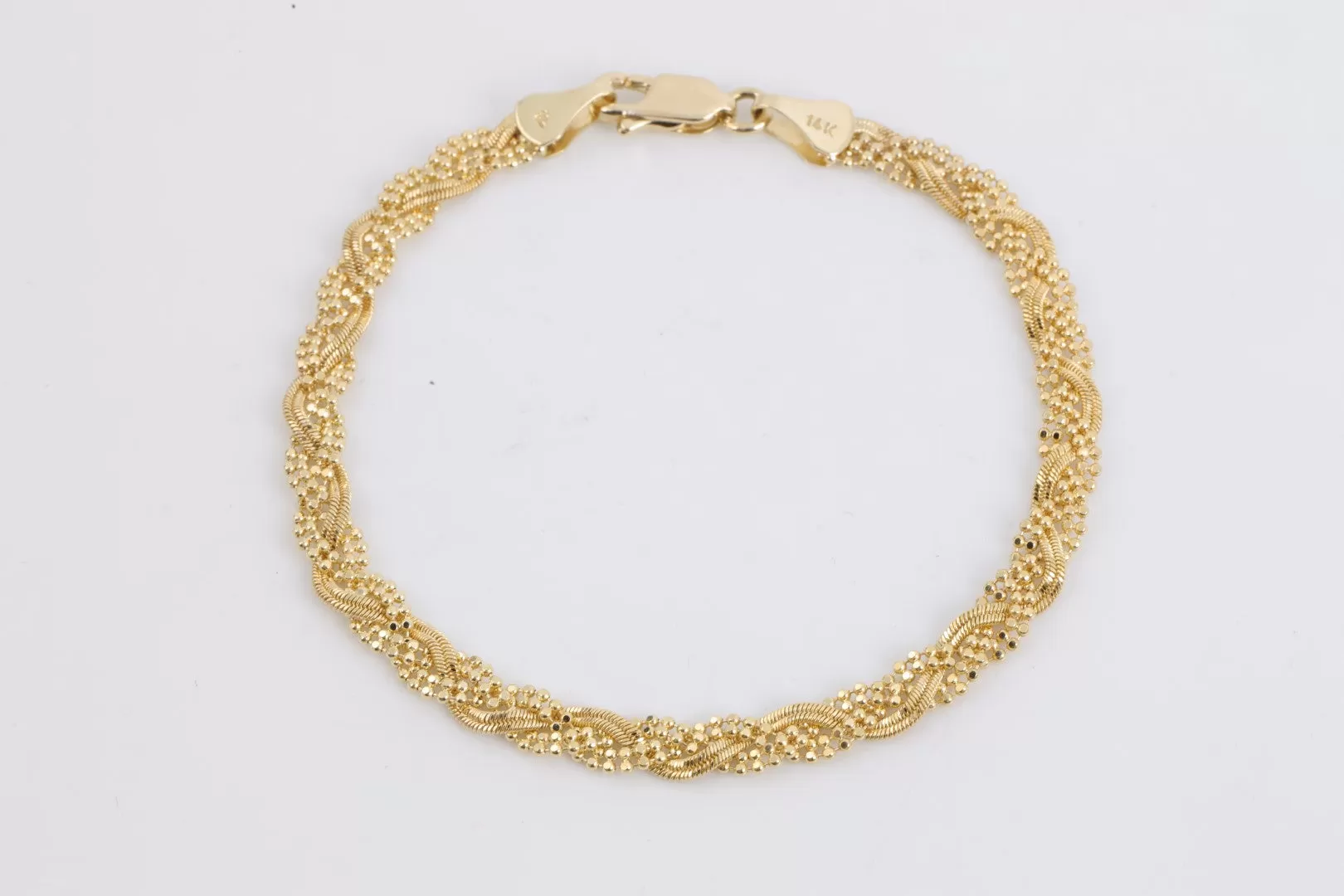 7" 14k Yellow Gold Woven Chain Bracelet (5.28g.)