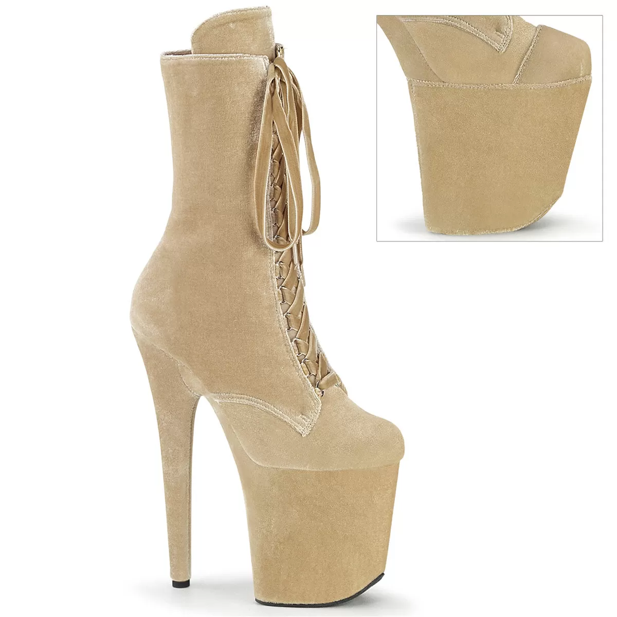 8 Inch Heel FLAMINGO-1045VEL Cream Velvet