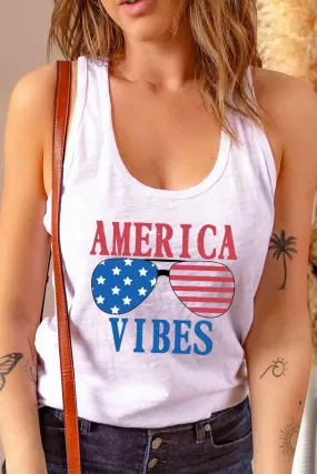 AMERICA VIBES Graphic Round Neck Tank