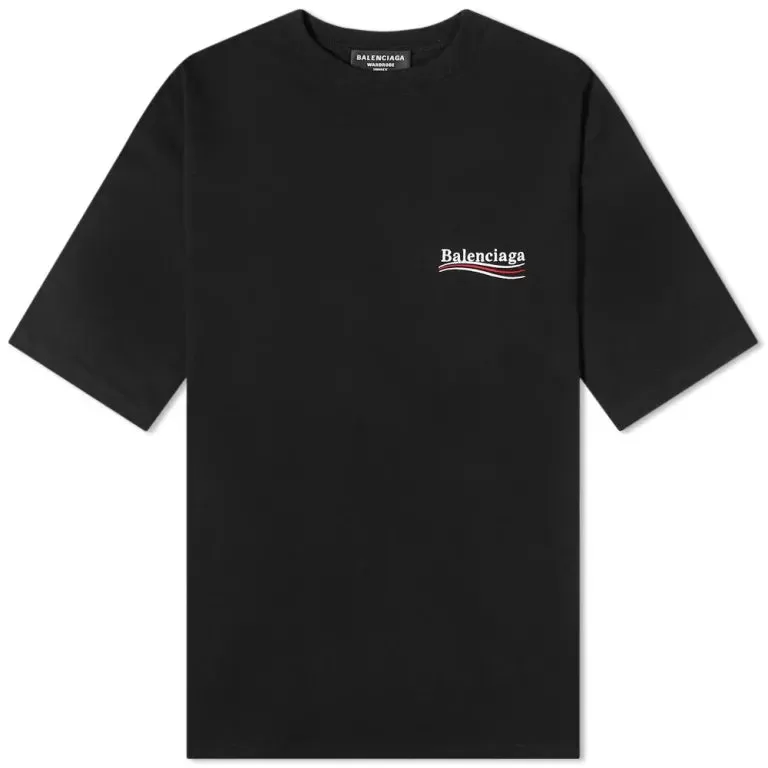 Balenciaga Political Campaign Embroidery Large Fit Tee Black