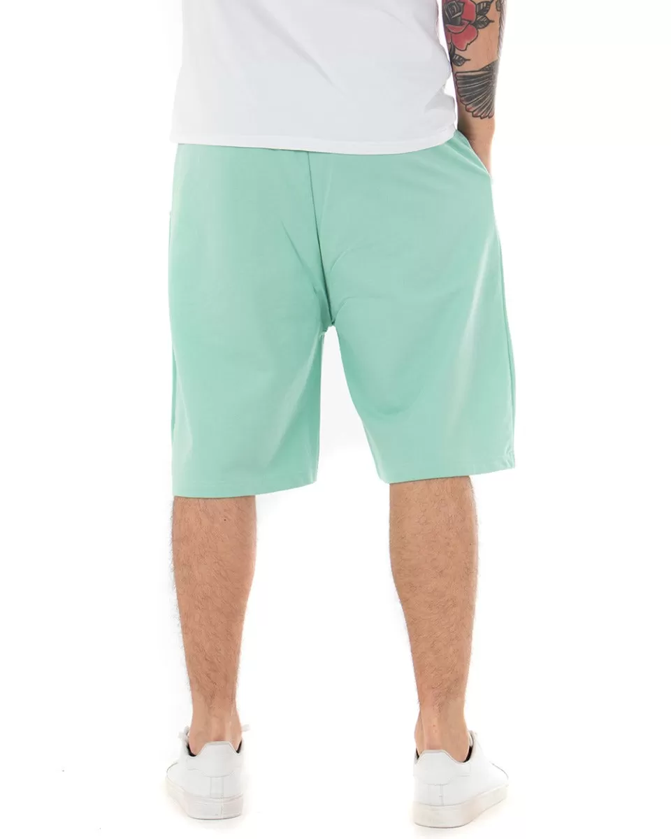 Bermuda Pantaloncino Uomo Tuta Tinta Unita Verde Acqua Basic GIOSAL-PC1703A