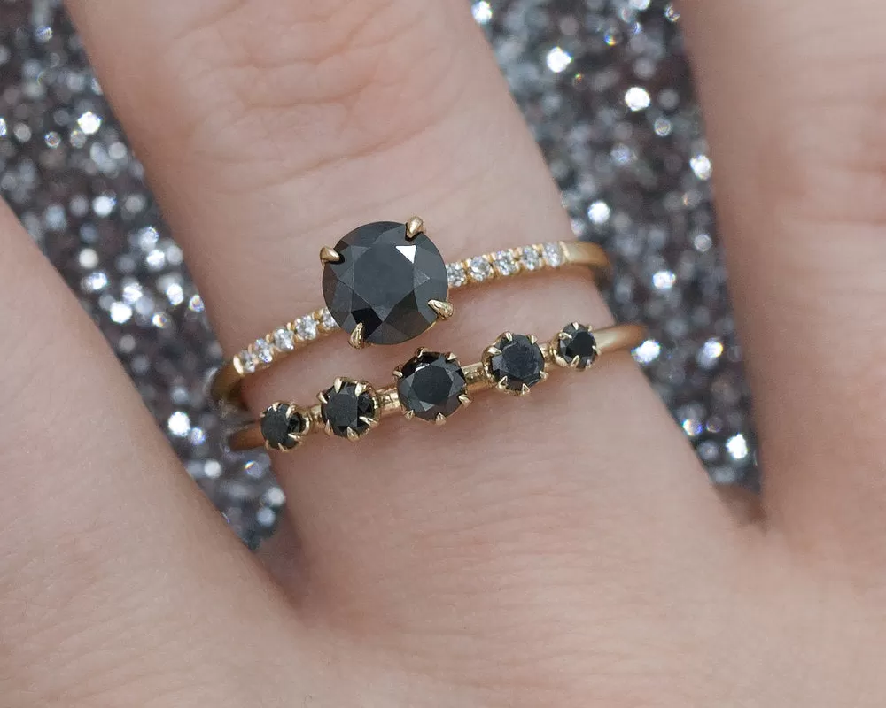 Black Diamond Solitaire Ring (Ready to Ship)