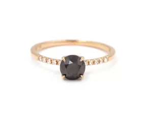 Black Diamond Solitaire Ring (Ready to Ship)