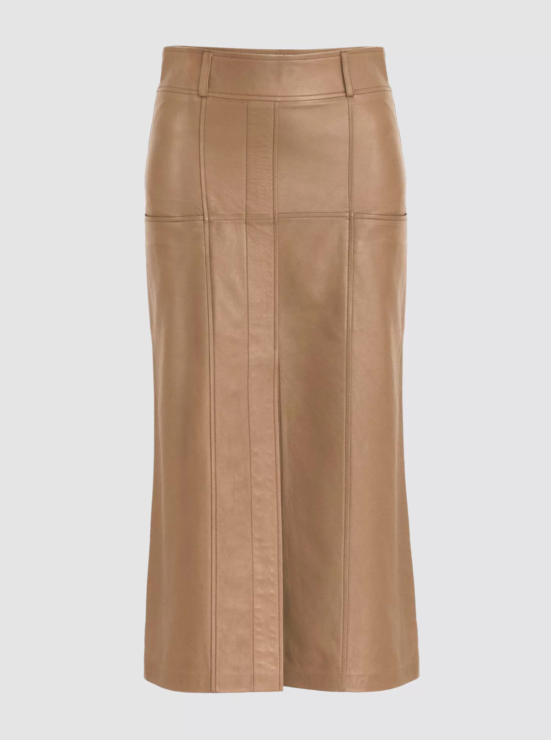 BRONTE LEATHER SKIRT - MOCHA