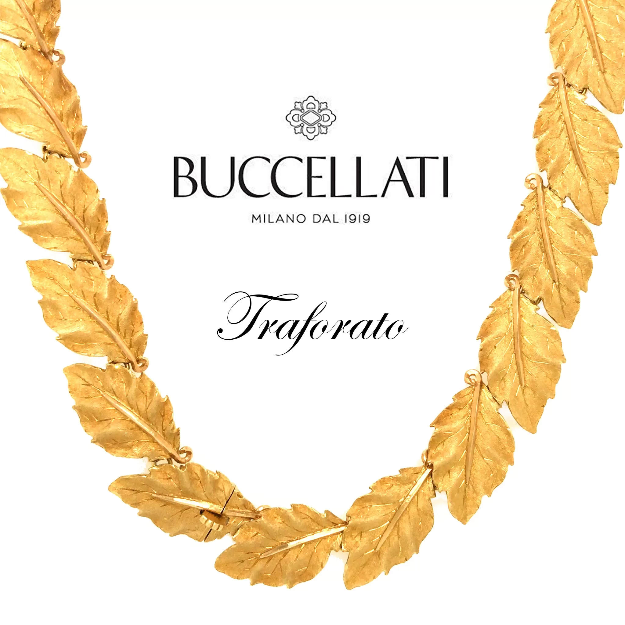 Buccellati Segrinato 18k Gold Leaf Necklace