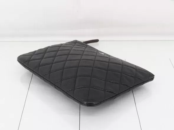 CHANEL Matelasse Clutch Bag Caviar Skin Black