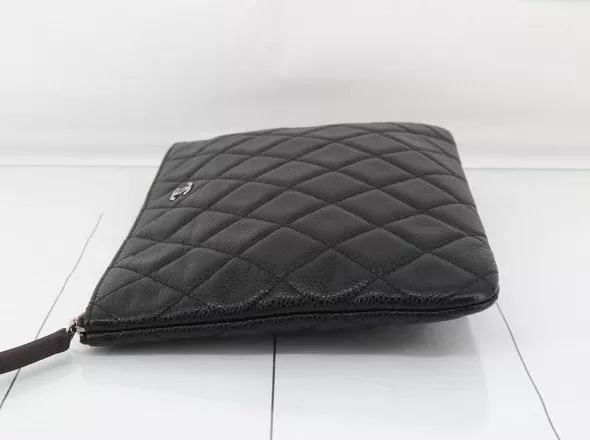 CHANEL Matelasse Clutch Bag Caviar Skin Black