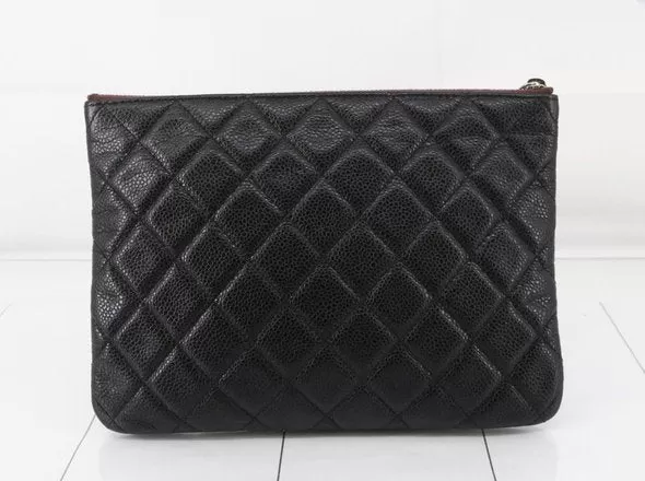 CHANEL Matelasse Clutch Bag Caviar Skin Black