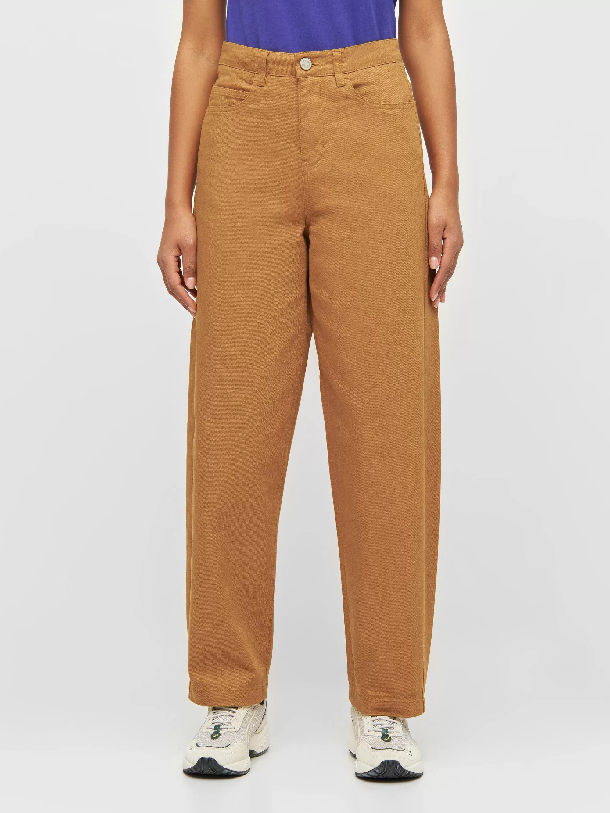 CHLOE barrel high-rise twill 5-pocket pants - Brown Sugar