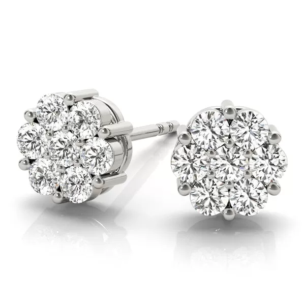 Classic 2.10 carat Diamond Cluster Earrings