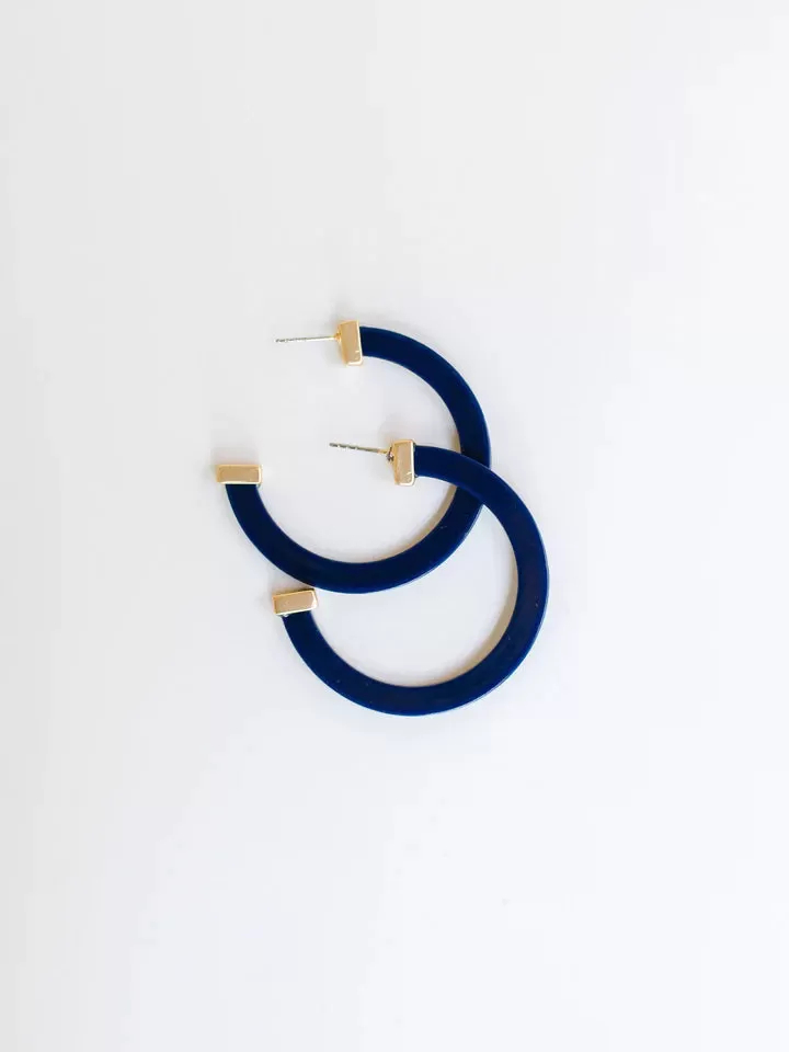 Classic Acrylic Large Hoops in Navy