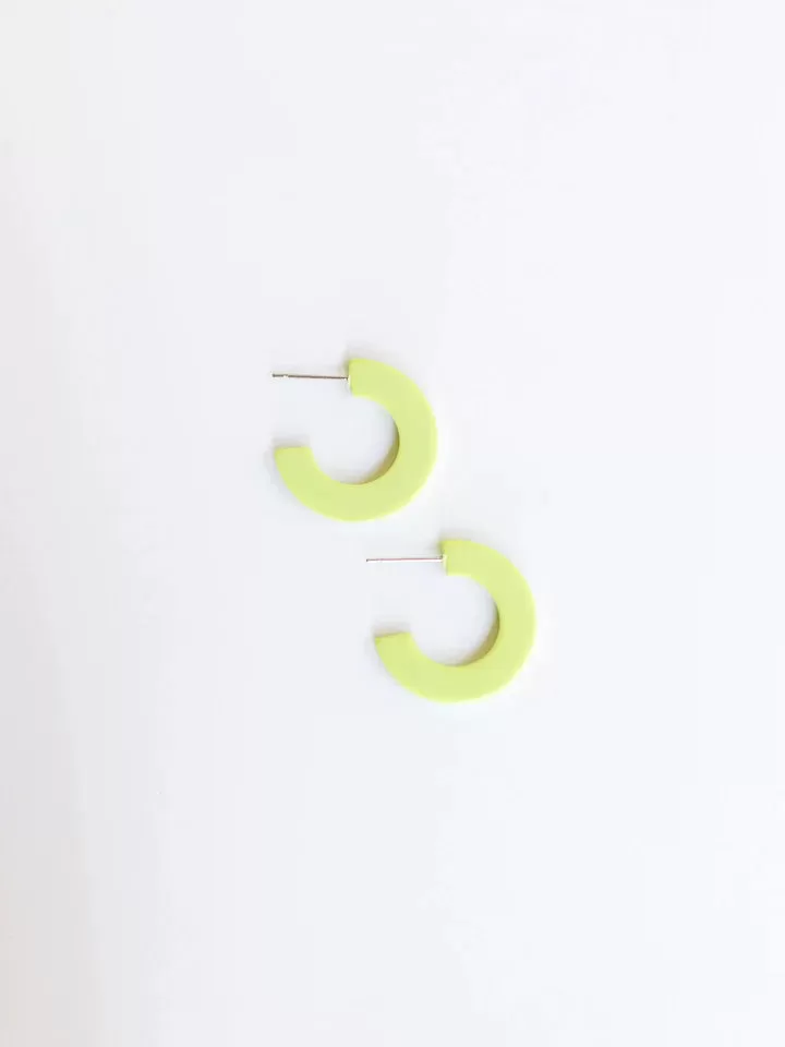 Classic Acrylic Small Hoops in Lime