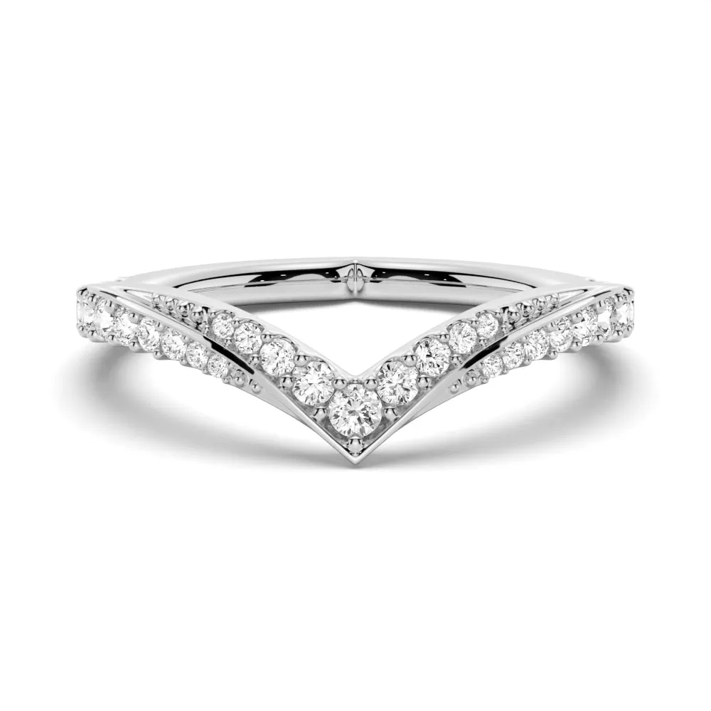 Classic Curved V Moissanite Wedding Band