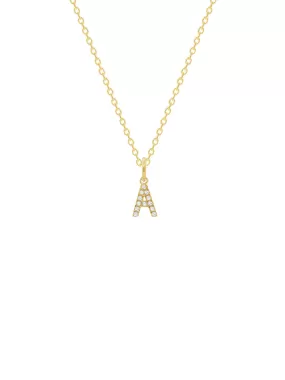 Classic Diamond Charm Initial Necklace 14K