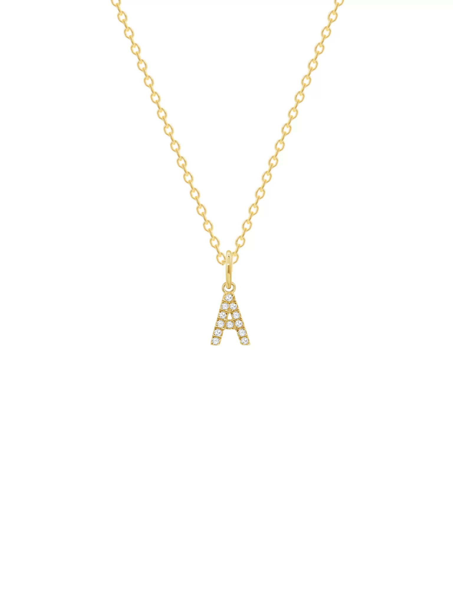 Classic Diamond Charm Initial Necklace 14K