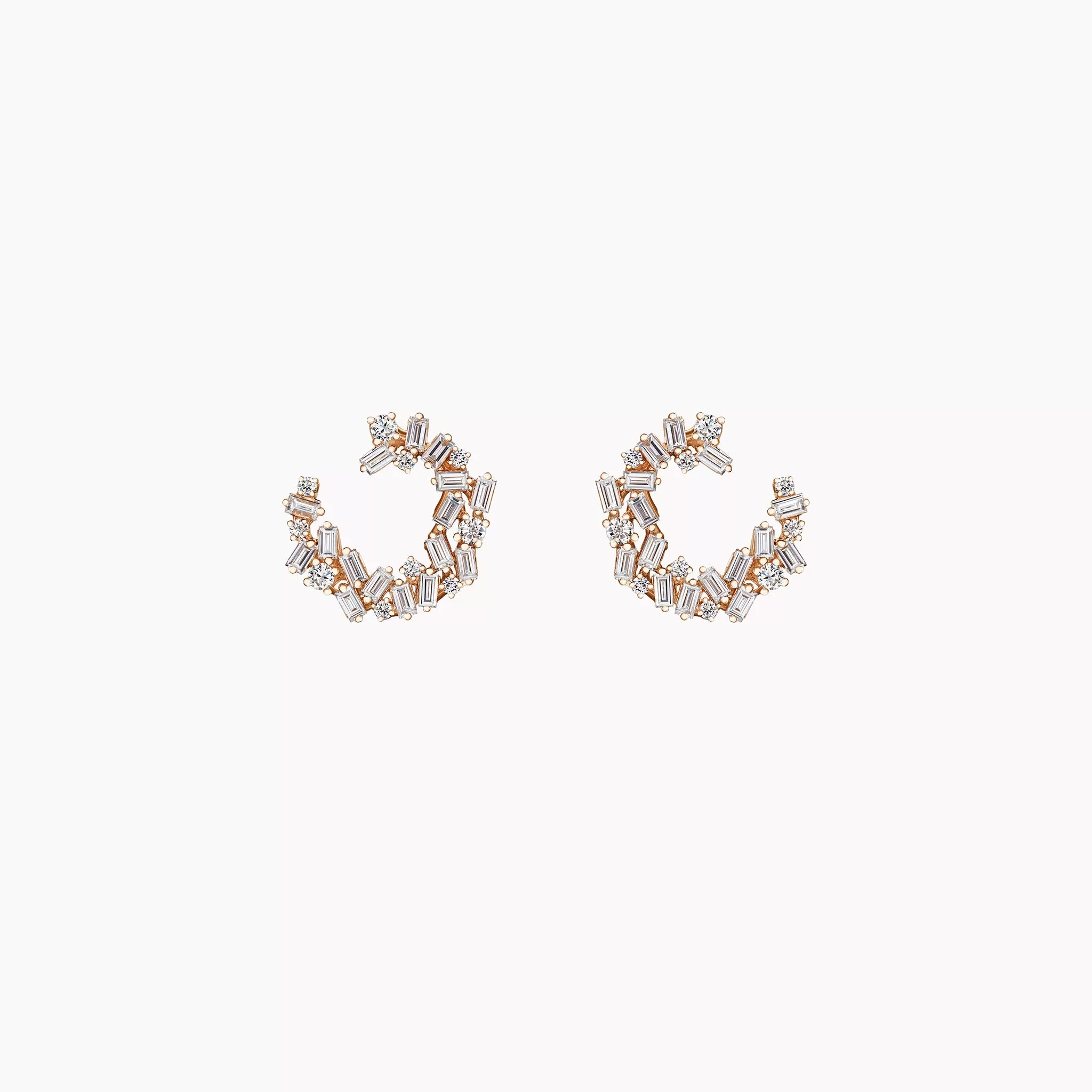 Classic Diamond Sideways Cluster Mini Hoops