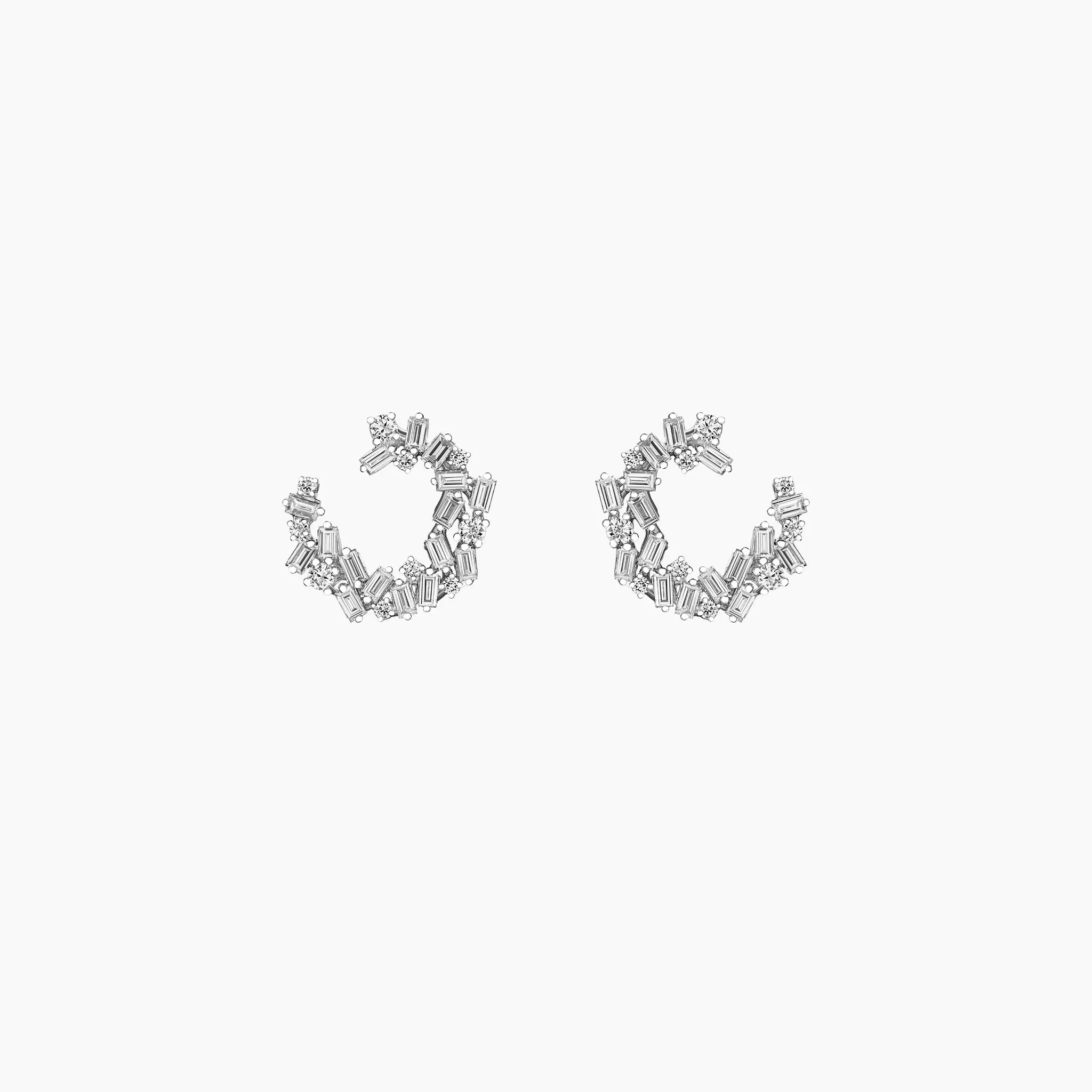 Classic Diamond Sideways Cluster Mini Hoops