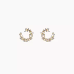 Classic Diamond Sideways Cluster Mini Hoops