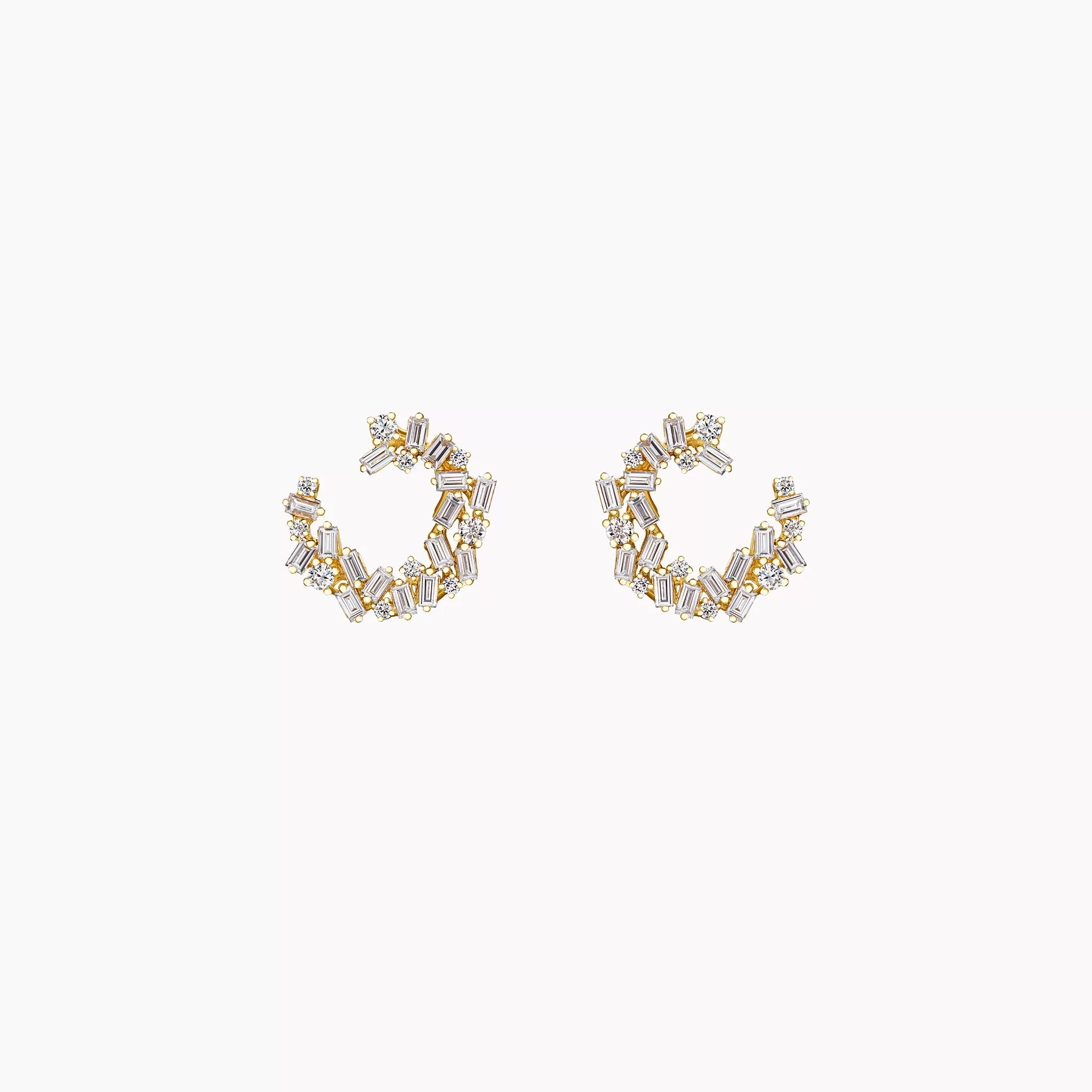 Classic Diamond Sideways Cluster Mini Hoops