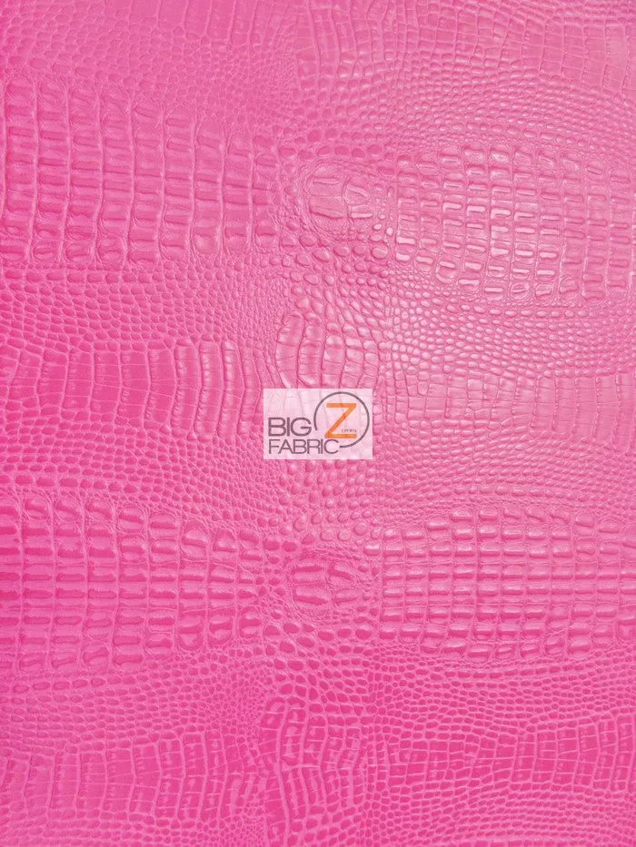 Crocodile Marine Vinyl Fabric - Auto/Boat - Upholstery Fabric / Kiss Fuchsia / By The Roll - 30 Yards