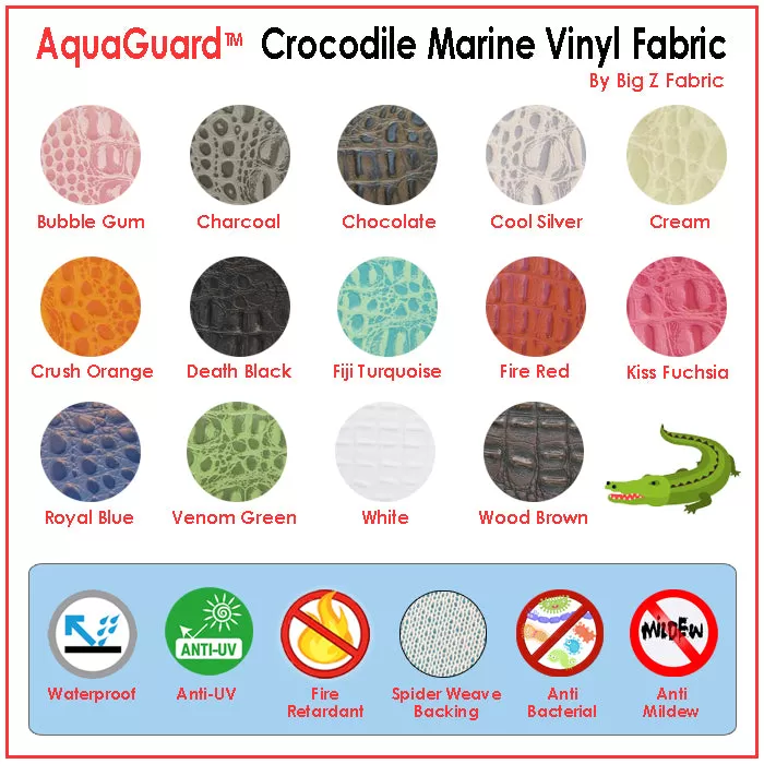 Crocodile Marine Vinyl Fabric - Auto/Boat - Upholstery Fabric / Kiss Fuchsia / By The Roll - 30 Yards