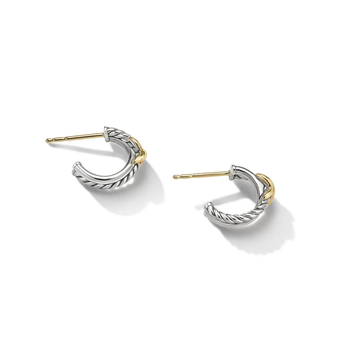 David Yurman Petite X Mini Hoop Earrings with 18K Yellow Gold