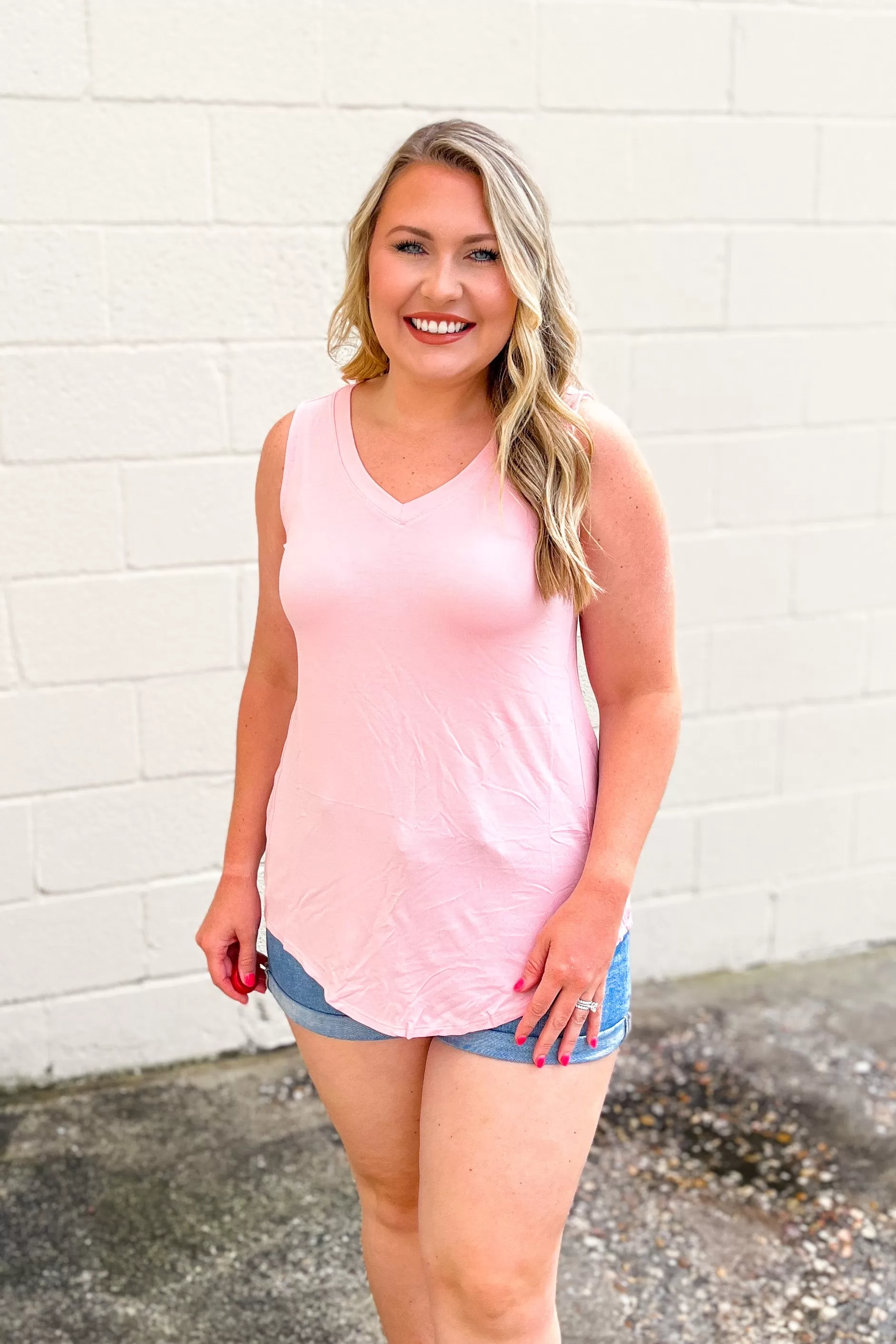 DEAL | Terri V-Neck Tank Top, Dusty Pink