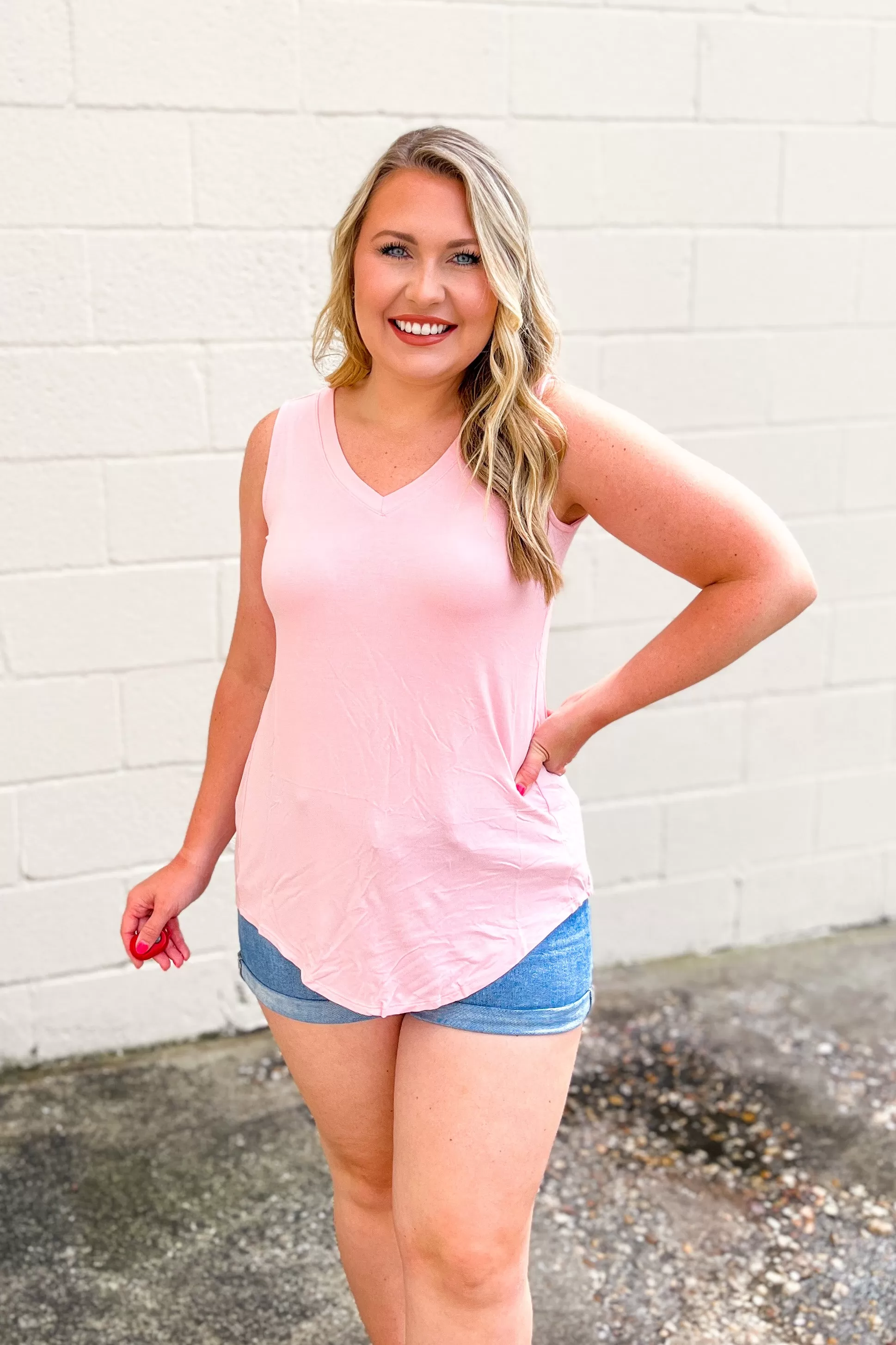 DEAL | Terri V-Neck Tank Top, Dusty Pink