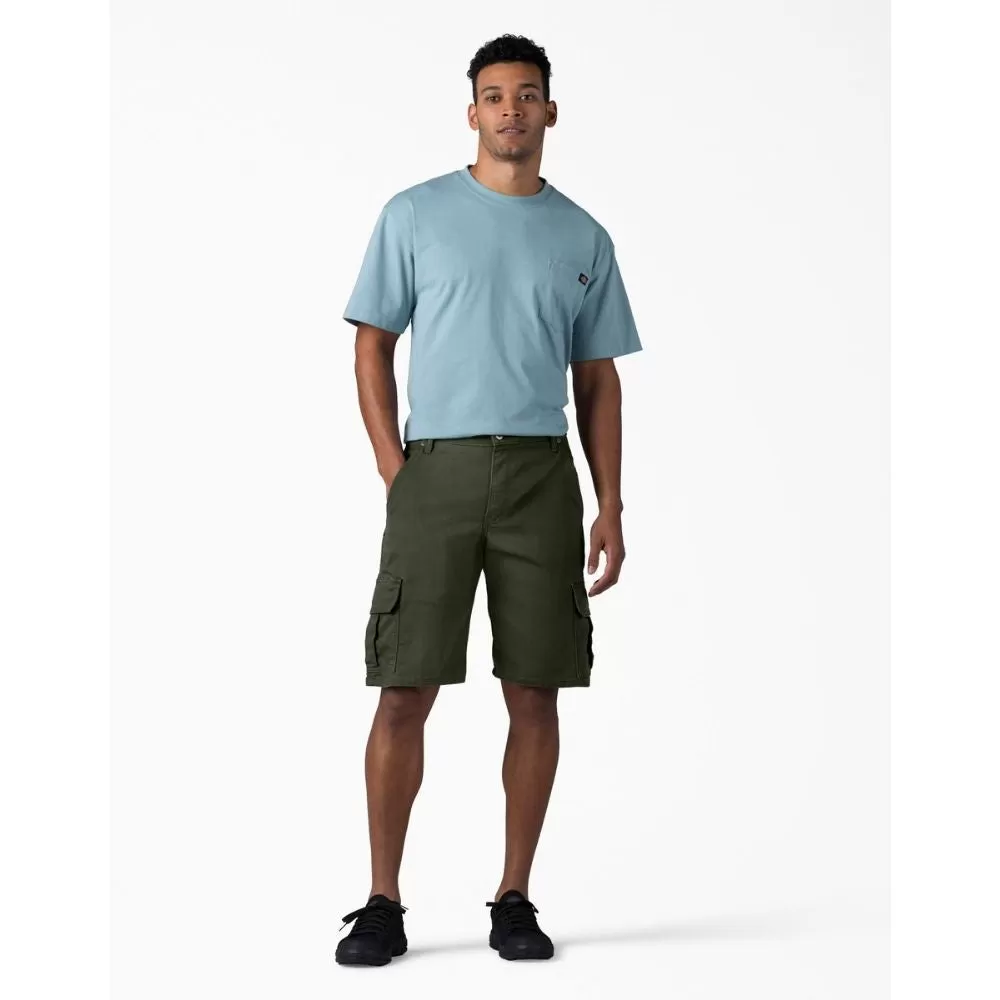 Dickies 11 Relaxed Fit FLEX Tough Max Men's Duck Cargo Work Shorts DX902 - Olive Green