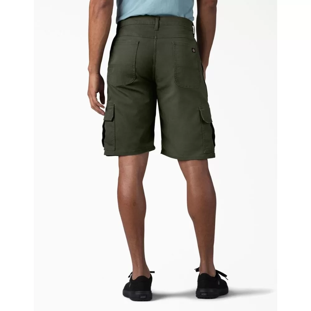 Dickies 11 Relaxed Fit FLEX Tough Max Men's Duck Cargo Work Shorts DX902 - Olive Green